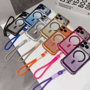Ốp Điện Thoại Dây Đeo Cổ Tay Lấp Lánh Cho iPhone 13 Pro Max Magsafe - Vỏ Bảo Vệ Sang Trọng Có Khả Năng Tương Thích Sạc Không Dây