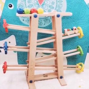 Crazy Rushing Roller Coaster Track Speedy Racecar Slide Colorful Ball Rolling Game Full Beechwood