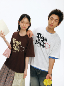 JNXS | Silver Flower Print Logo Loose Shoulder T-Shirt