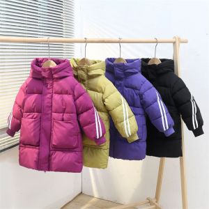 2026 Children Down Coats Boys Girls Winter Mid-Length Style Jackets Kids Casual Hooded Outerwear Teenager Fashion Overcoat 5-14Y