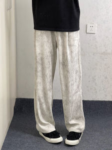 Quần Ống Đứng Mỏng Mùa Hè Ice Silk American Tie Dye Tree Bark Print Cho Nam Quần Dài Ống Rộng Thoải Mái Thoáng Khí Nhanh Khô