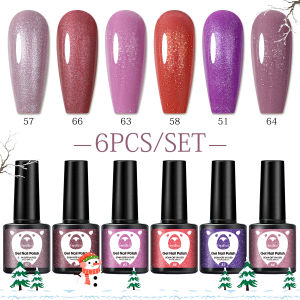 6-piece all-season gel nail polish set nude semi-permanent UV gel polish set alcohol-free suitable for DIY nail art.