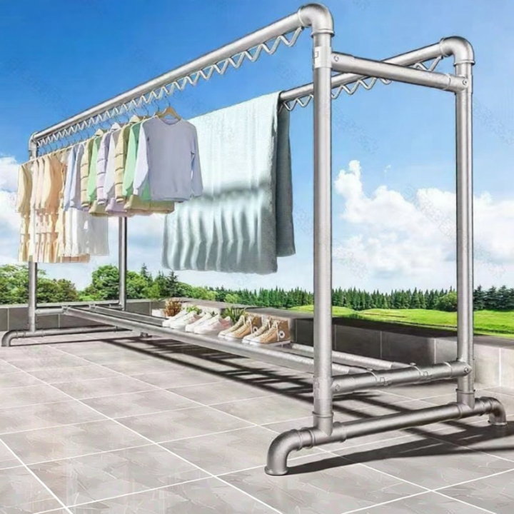 B&W | Durable Windproof Galvanized Steel Dual Rod Clothes Drying Rack ...