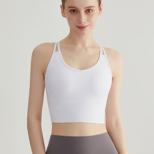 Antibacterial Exercise Intimates One-Piece Cup Chest Pad High Strength Push-up Workout Bra Spaghetti Strap Beauty Back Yoga Vest Women