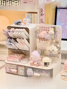 💖SG local stock💖Desk Organiser Pen Holder Storage box wth drawer pegboard rack Cosmetic Brush Holder Organiser