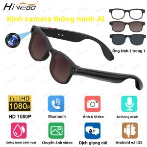 Kính Thông Minh Tích Hợp Camera AI 500W Ống Kính 3 Trong 1 Hỗ Trợ ChatGPT Dịch Thuật Điều Khiển Bằng Giọng Nói WiFi Bluetooth Quay Phim HD 1080P Kính Thông Minh