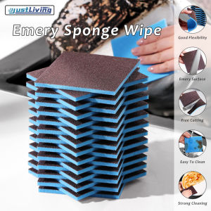 JustLiving 10Pcs Washable and Reusable Sand Sponge Kit Pot Sponge Clean Tool Sanding Sponge Grit Sanding Blocks for Kitchen - Dual-Sided Cleaning/ Rust Removal/ Non-Scratch/ Thickened Magic Eraser