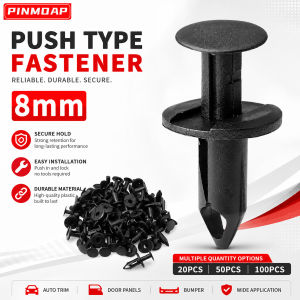 PINMOAP 20/50/100PCS 8mm Car Bumper Clip Black Plastic Push Rivet Fastener Mudguard Buckle Push Pin Rivet Car Repair Parts