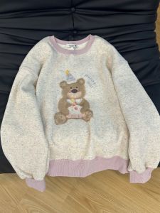 เสื้อสเวตเตอร์คอกลมแขนยาวผู้หญิง KFCAG 2025 ฤดูใบไม้ร่วง ฤดูหนาว ใหม่ น่ารัก แฟชั่น ลำลอง ผ้าฝ้ายผสม ปกติ