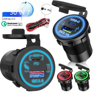 30W/85W Ổ Cắm Sạc USB Ổ Cắm Chống Nước PD Loại C & QC3.0 Cổng USB Cho Ô Tô Thuyền Mềm Xe Tải 12V - Bật Lửa Thuốc Lá Adapter