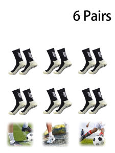 6 Pairs Football Socks Non-slip Sports Basketball Socks Fitness Socks Comfortable Durable Game Training Socks