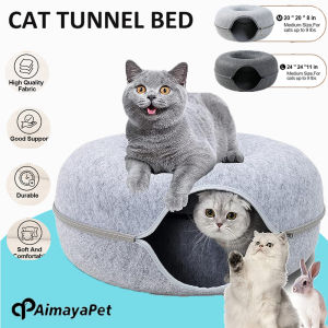 AIMAYAPET Cat Tunnel Bed: Washable Interior & Detachable Round Cat Felt