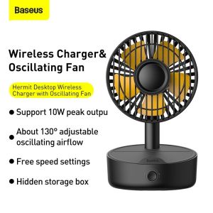 🥇✅SG READY STOCK✅Baseus Cooling Fan Wireless Charger Desktop Fan Cooller Wireless Charging for iPhone 12 11 X Charger For Samsung For Xiaomi