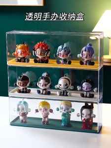 Toy Display Storage Box with Ladder Clear Dustproof Mini Doll Blind Box Organizer Action Figure Acrylic Rack Cabinet