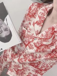 Elegant Long Sleeve Sleepwear Set for Women Spring Autumn Style Wearable Outdoors Luxury Home Clothes Traditional Chinese Zodiac Year