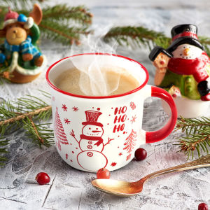 FISHIN COFFEE Christmas Coffee Cup Ceramic Tea Cup New Years Cup Holiday Gift Mug F316