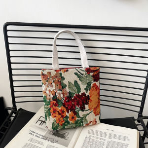 JIFANPAUL | New Large Capacity Durable Fashionable Multi-match Flower Design With Zipper Canvas Tote Shoulder Bag