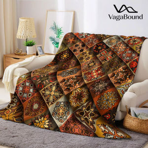 moroccan tile diamond Flannel Blanket Warm Soft Halloween Christmas Decorative Couch Warm Cozy All-Season Gift