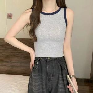 QIAOCHENXIAN | Cotton Colorful Short Crop Tank Top for Women Spring Summer Stylish Slimming Inner Outer Wear Sleeveless