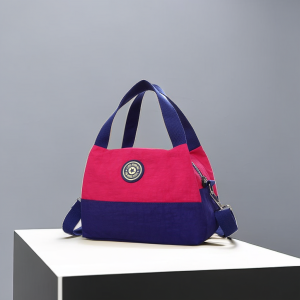 Ladies Oxford Cloth Handbag Small Crossbody Shoulder Bag Spliced Mommys Little Cloth Bag Soft Korean Style Leisure Tote Bag