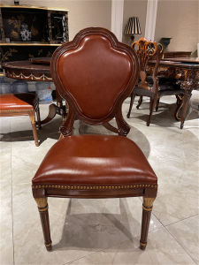 Retro European Style Solid Wood Dining Chair Soft Leather Padded Hotel Coffee Restaurant Chair Luxury Quality No Assembly Needed
