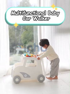 INHO L44cm Multifunctional Baby Car Walker Push Trainer With Storage Children Shopping Cart