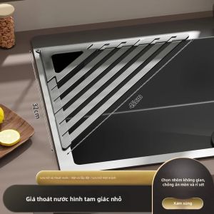 Giá Để Đồ Nhà Bếp Gấp Gọn Đa Năng Có Thanh Treo Khăn Giá Để Bát Đĩa Ly Nồi Chảo Bằng Nhôm Có Thể Điều Chỉnh Đặt Trên Bồn Rửa