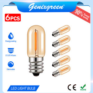 6 Packs E12 E14 LED Edison Bulb Vintage 1W T16 Mini Candelabra Bulbs Retro Dimmable Warm White Tubular Night Light for Table Lamp Salt Lamps