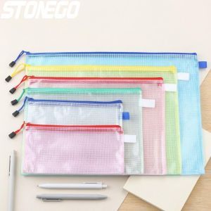 Waterproof A4 A5 A6 Document Bag Plastic Zipper File Folder Organizer Pouch Storage Office School Pen Pencil Case