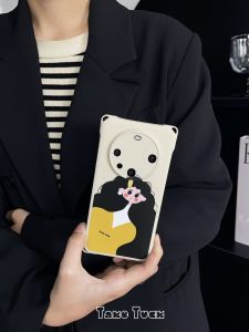 Creative Cute Black Hair Girl Chain Crossbody Phone Case Pura70Ultra Compatible with 16Promax Huawei Mate60Pro New Honor Anti-Fall VivoX100S