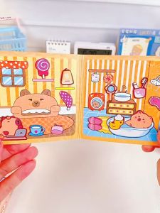 Stiker magnet DIY BOOK Magnetic Sticker book capybara Cartoon Magnetic Quiet Book Labubu