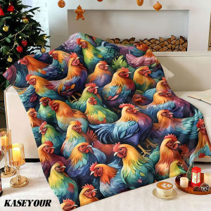 Beast Kingdom | Rainbow Chickens Winter Summer Flannel Blanket Throw Fleece Soft Fuzzy Plush Cozy Fleece Blankets for Sofa Ideal Gifts