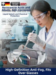 Anti-fog Acid-Resistant Splash Protection Safety Goggles Wearable Over Glasses