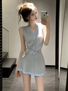 NIUVIES | Đầm Không Tay Màu Xám Bộ Đồ Hè Dành Cho Người Thấp
