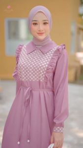FELISHA Dress Remaja Terbaru Kekinian Gamis Wanita Bahan Shakila Variasi Resleting Depan