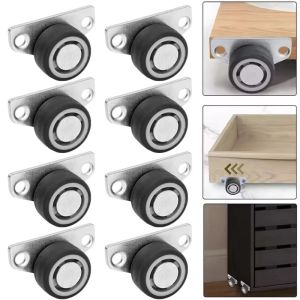 4 Sets Directional Rollers Track Pulley / Silent Rubber Wheels with Screws / Effortless for Moving Furniture Caster / Drawer Cabinet Wheel