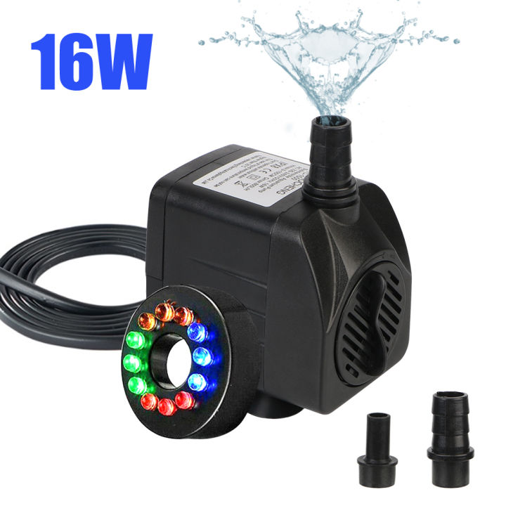 Water Pump Ultraquiet Submersible Fountain with Power Cord with 12 LED