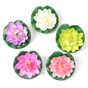 10CM Artificial Floating Lotus Leaves Plants Foam Water Lily Flower Fake Lotus Flowers Fish Tank Pond Decor Home Garden Christmas Decorations