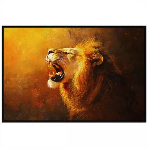 Tranh sơn dầu sư tử. Tranh treo tường dán tường canvas trang trí. CGI-1761