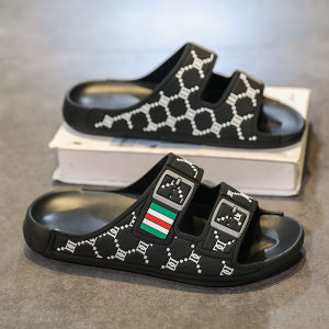 Mens Summer Slip-On Slippers Casual Outdoor Sports Thong Slippers Large Size Comfortable EVA Footbed Breathable PVC Upper