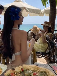 Áo Hai Dây Nữ Cổ Chữ V Hở Lưng Croptop Đi Biển Gợi Cảm Thanh Lịch Mùa Hè