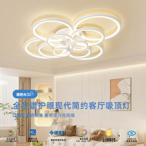 Modern Minimalist Circular Ring Ceiling Light Full Spectrum Eye Protection Living Room Lamp Smart Voice Control Iron Art Lampshade