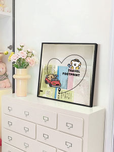 Creative Couple Travel Record Storage Box Ticket Frame Cartoon Storage Box Travel Memo Square Shape Artificial Board Frame