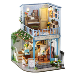Mini House Bookshelf Dollhouse Kit Mini 3D Puzzle Assembly Building Model DIY Handmade Suitable for Teenagers and Adults
