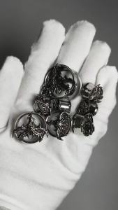 Retro Four-horned Alien Monster Ear Tunnel&Plug Surgical Steel Internal Thread Ear Weight Expander Ear Gauge Strengthen Earring