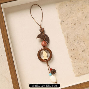 Handcrafted Shell Button Bag Charm Original Design Woven Beads Forest System Retro Artistic Creative Bag Hanging Decoration