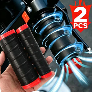 Motorcycle Handlebar Grip Threaded Anti Slip Shock Absorber Silicone Handbrake Protector Universal Scooter E-Bike Handle Sleeve