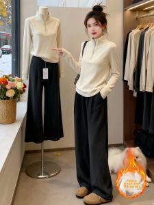 Shalldoer | Zipper Collar Long Sleeve Loose Fit T-Shirt