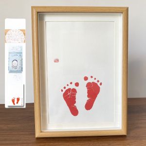 Baby Footprint Keepsake Frame One Year Old Ceremony Memorial Joyful Peaceful Newborn Hand And Footprint Mold for Boys And Girls