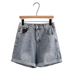 กางเกงขาสั้นยีนส์ทรงหลวมเอวสูง ทรงเข้ารูป กางเกงขาสั้นผู้หญิงไซส์ใหญ่ ฤดูร้อน 2023 กางเกงยีนส์ทรงเข้ารูปเอวสูงสำหรับผู้หญิงไซส์ใหญ่